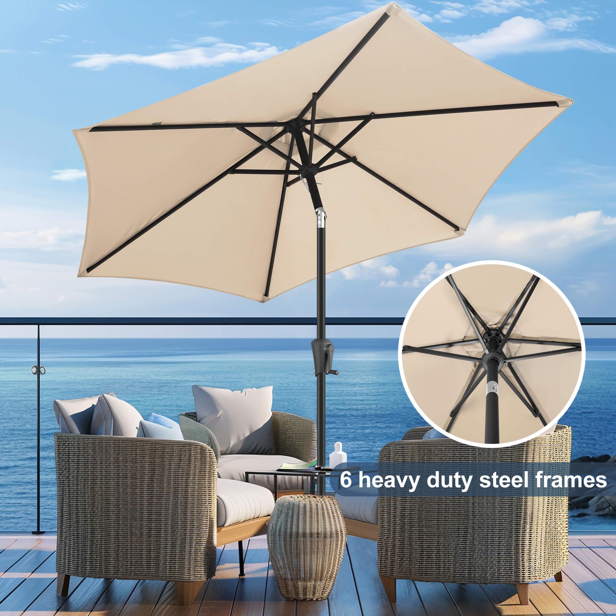 Amazon.com : FLAME&SHADE 9ft Patio Umbrella Outdoor - Table